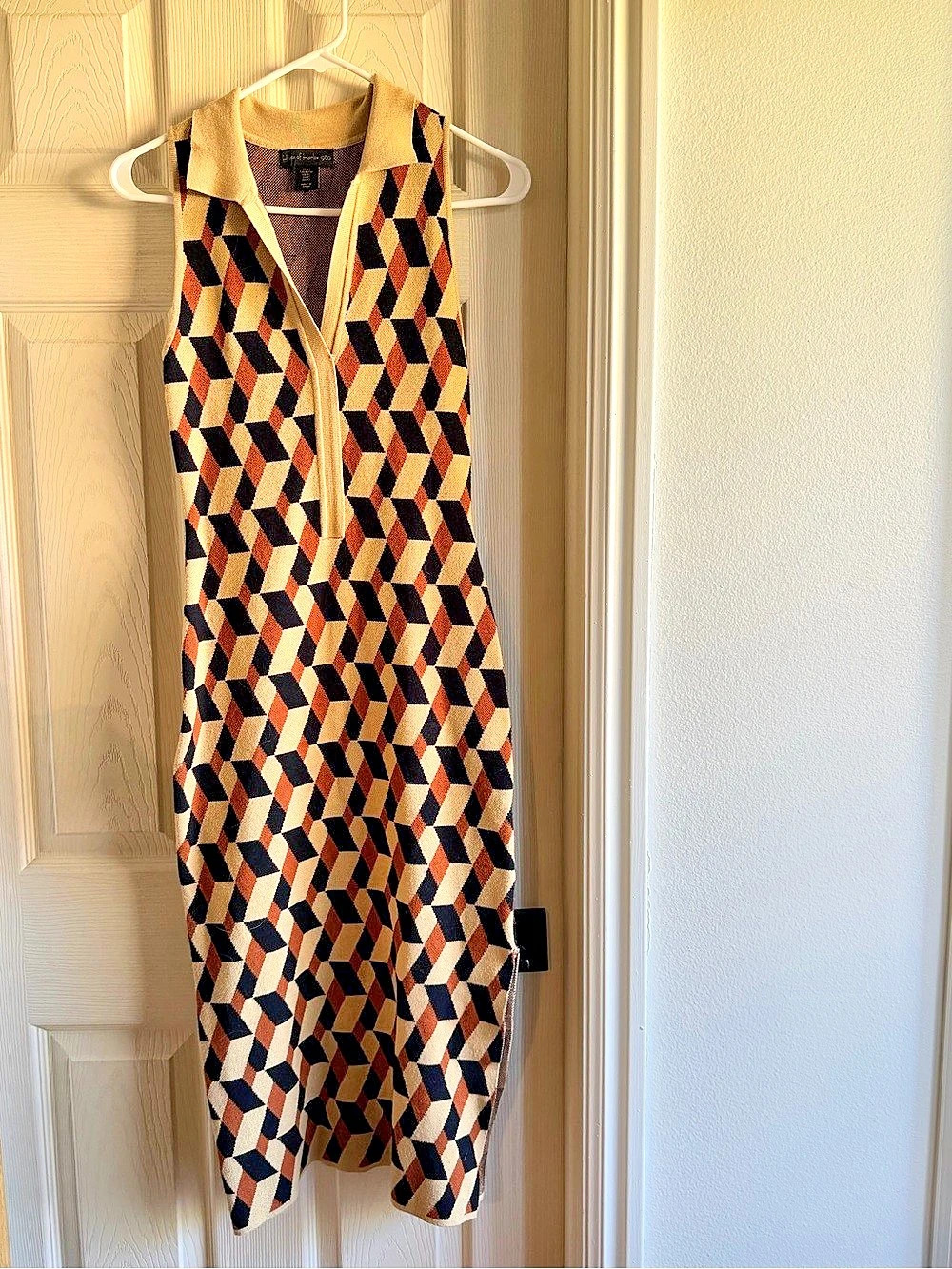 House of Harlow 1960 Geometric Print Knit Midi Dress Brown & Black XS